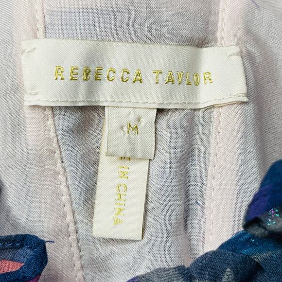 Rebecca Taylor Giverney Fleur Print Silk Blend Dress M Ruffled Cocktail Romantic - Picture 7 of 14